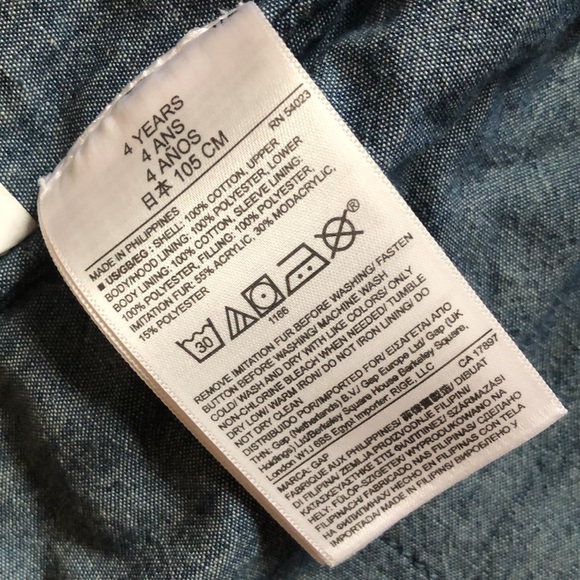 ❄️ GAP Kids 1969 Denim Snorkel Parka Sherpa Hooded Coat Jacket Blue - Picture 11 of 16